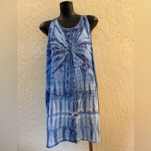 Blue Tie-Dye Sleeveless Dress